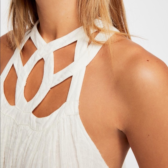 Free People FP One Geo Gauzy Cotton Blouson Top - Picture 3 of 5